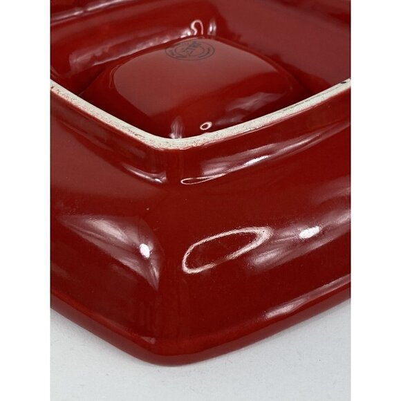 Vietri Chip & Dip pottery Serving Bowl Dinner Party Red With Color Dots - Picture 11 of 12